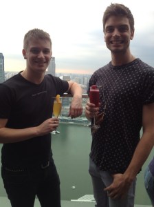 Tim and I with our cocktails on top of Marina Bay Sands.