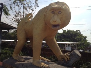 Statue at Lop Buri station - one of the only clues that suggest the town does actually have the population of monkeys that reside there.