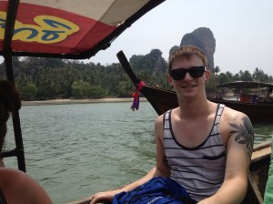 On the boat pulling into East Rai Leh.