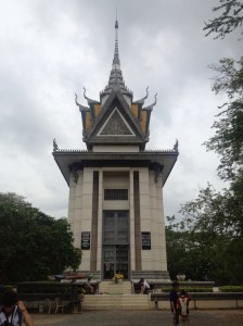 The monument that holds layer upon layer of the skulls and bones of the genocide victims.