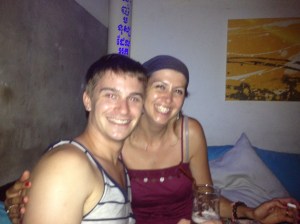 Laura and I sharing a drink.