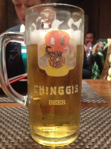 When we ordered a draught beer, the waiter asked "Big Chinggis?" We nodded enthusiastically.