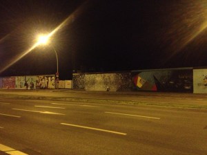The Berlin Wall during our late night trek out east.