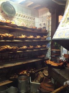 The kitchens where the pork is prepared.