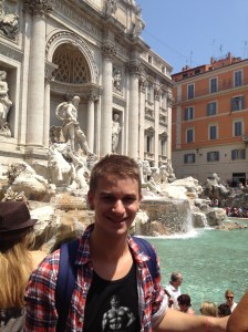In front of (or as close as I could get to) Trevi Fountain. 