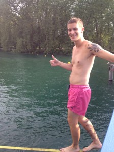 Getting ready for my first attempt on the slackline.