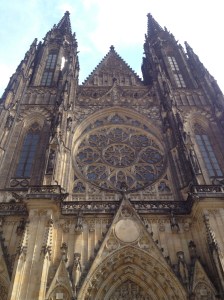 The front view of St Vitus Cathedral.