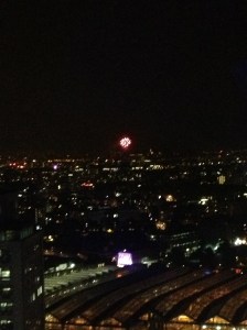 Anthony's birthday fireworks in the distance. 