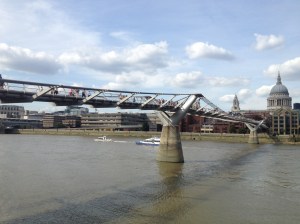 Millennium Bridge during the daytime on my walk with Tim.