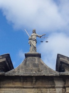 Statue of Lady Justice inside the castle compound.