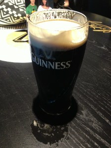 A few mouthfuls into the not so perfect pint of Guinness that I poured myself.