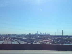 Manhattan disappearing into the distance. 