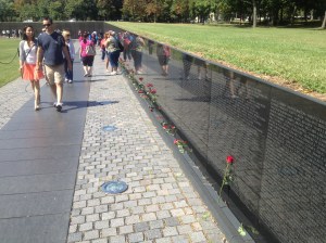 The memorial wall of the Vietnam Veterans Memorial.