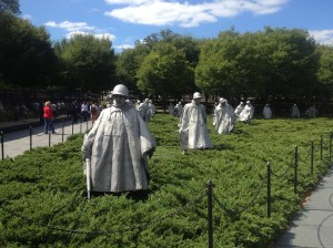 Statues that comprise of the Korean War Memorial.