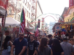 Tourists flooded the street festival of San Gennaro.