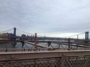 Bridges connecting Brooklyn and Manhattan across the East River.