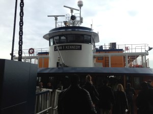Boarding the Staten Island Ferry.