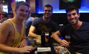 Myself, Tom and James with our beers at the start of the night. 