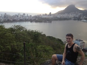 Taking a break after the climb. 