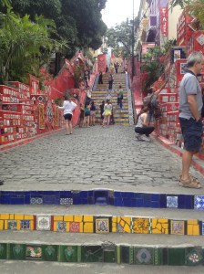 Other tourists marvelling a the ceramic artwork. 