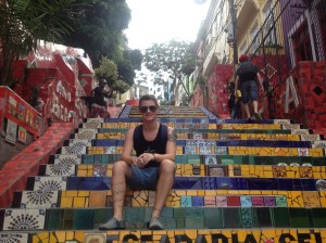 Sitting on the steps of Lapa. 