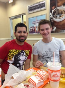 Hector and I in Whatabuger, before being sick.