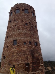 An old lookout tower on the edge of the canyon. 